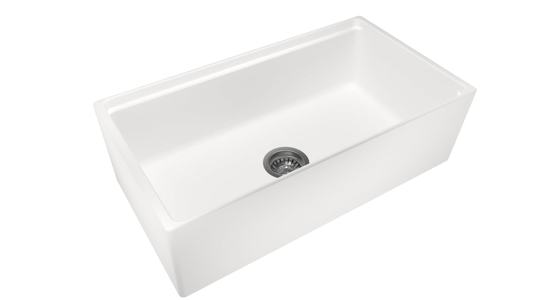 33" Fine Fireclay Apron Front Farmhouse Reversible Single Bowl Kitchen Sink in Glossy White - BURLY FINE FIRECLAY SINKS