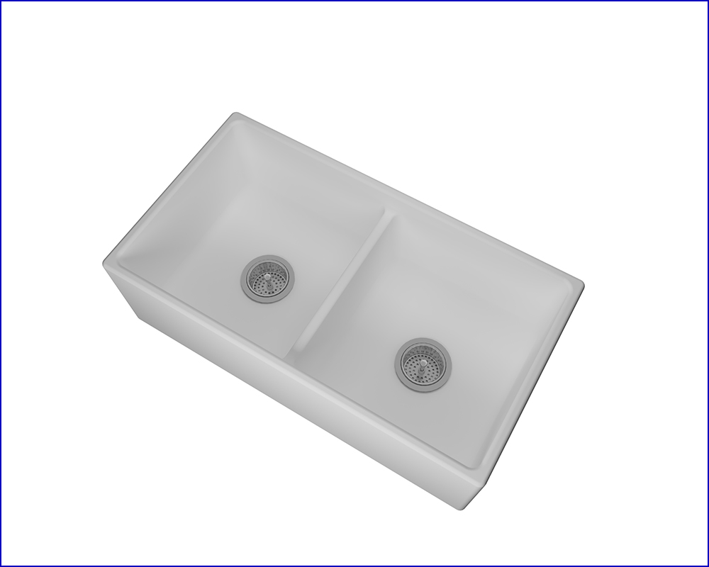 33” x 18” x 10” DOUBLE (50/50BOWL) APRON STYLE PLAIN FARM HOUSE SINK