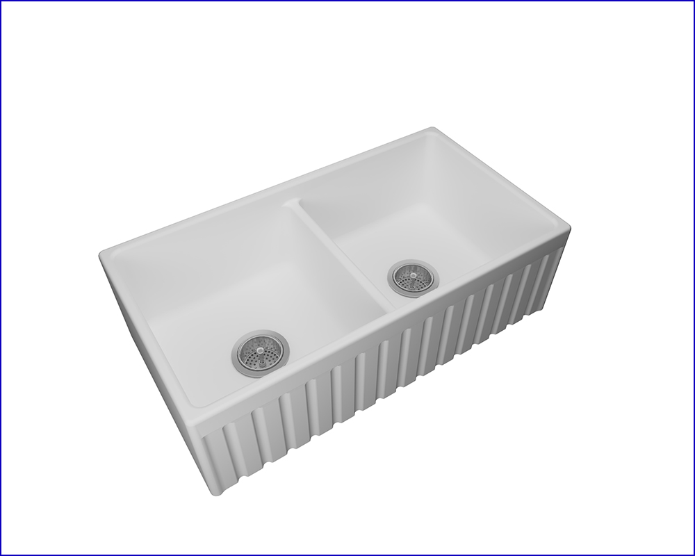 33” x 18” x  8.5” DOUBLE 50/50 BOWL) APRON STYLE REVERSIBLE FARM HOUSE SINK